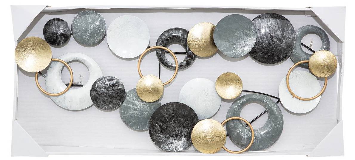 Artissimo wanddecoratie wandreliëf wandbehang deco wit goud bloemen