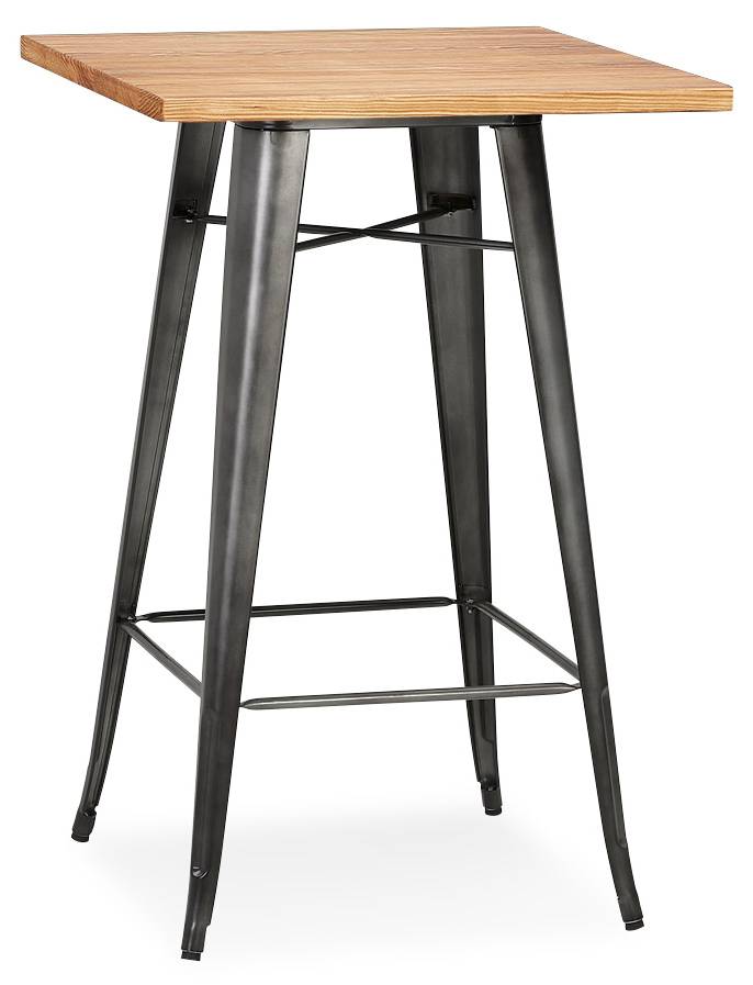 HOMCOM Esstisch Im Industriestil – 100x76 Cm, Mit 2 Regalen, Aus Stahl & MDF, Schwarz/Braun