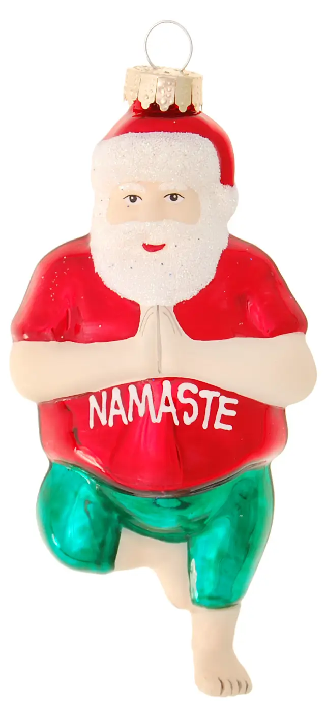 12cm Santa im Yogastand aus Glas