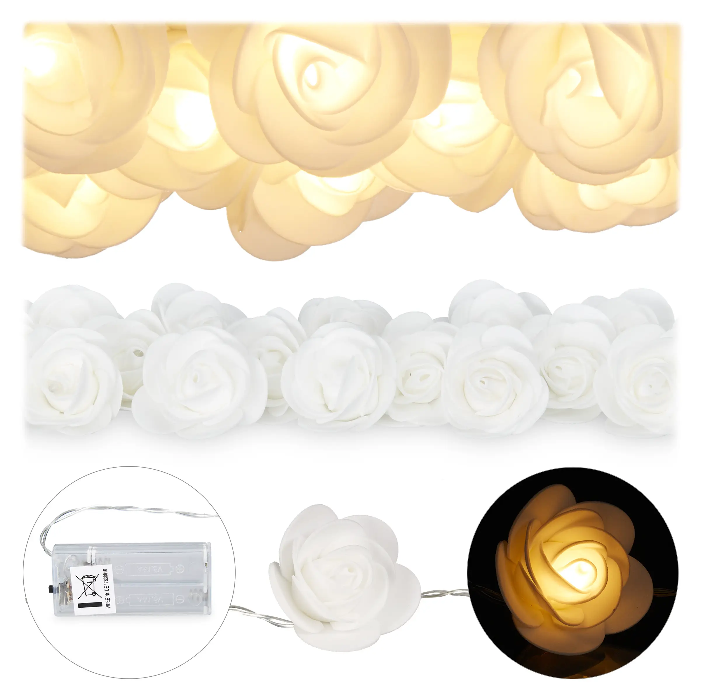 1 x Rosen wei脽 Lichterkette
