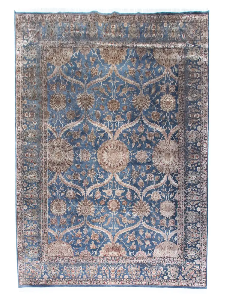 Designer Teppich - 398 x 292 cm - blau | Kurzflorteppiche