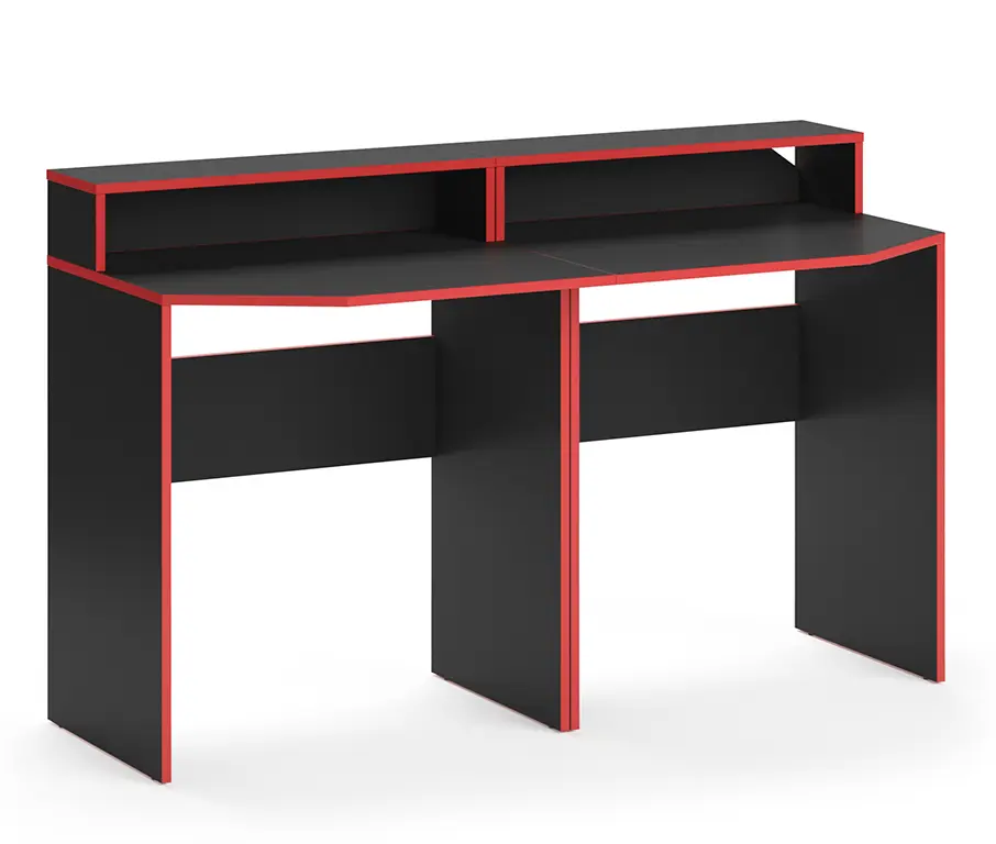 Computertisch 4 鈥濳ron鈥? Set Schwarz/Rot