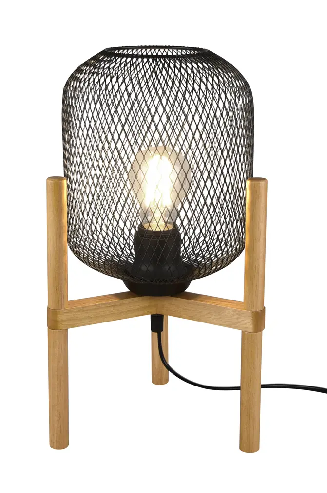 Nachttischlampe Dreibein Holz, Schwarz | Tischlampen