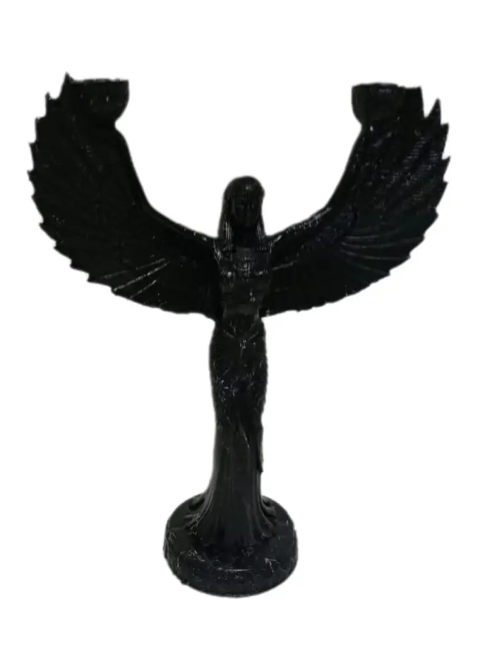 Engel Skulptur Marmoroptik Schwarz