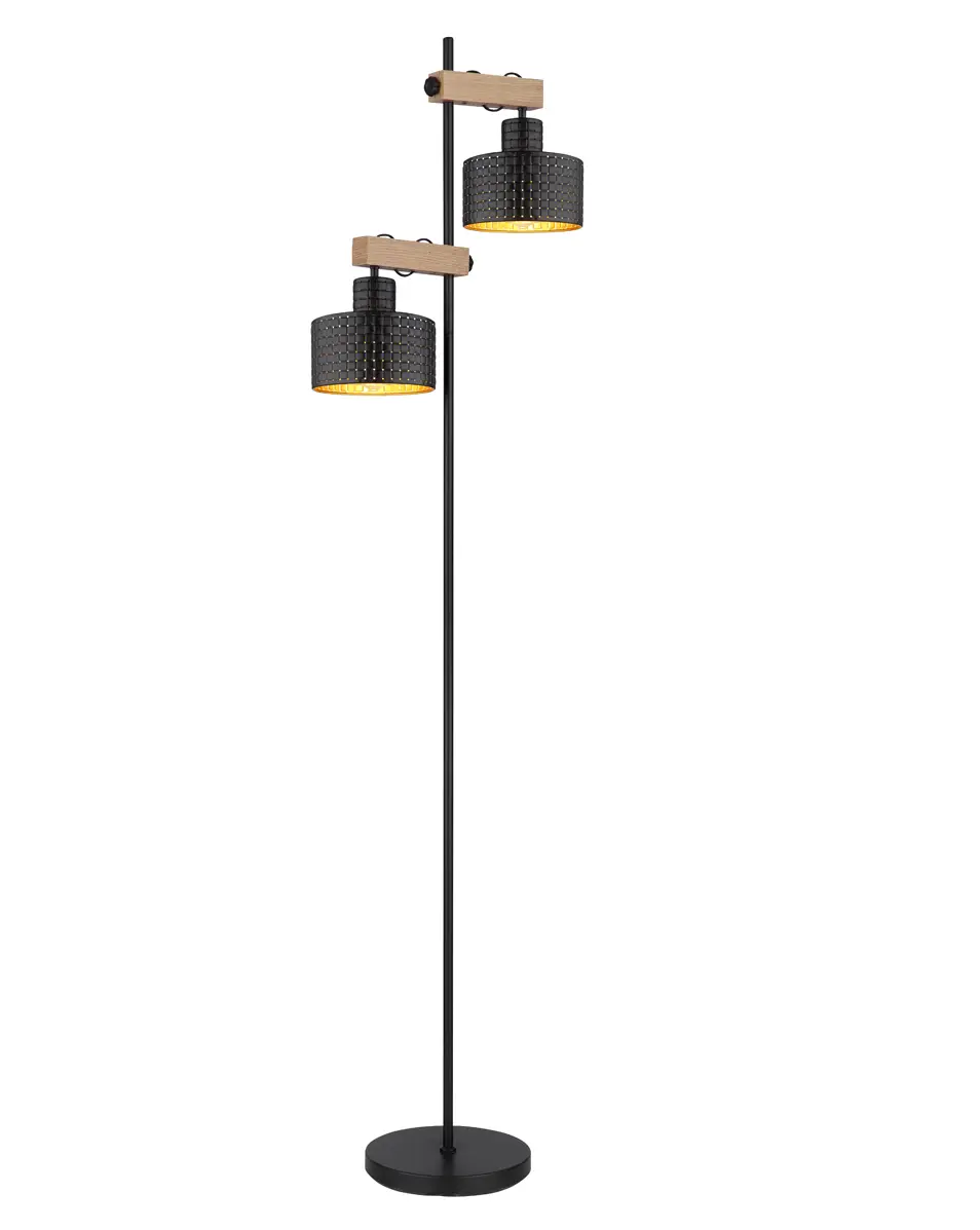 Gro脽e LED Stehlampe Schwarz 168cm Gold