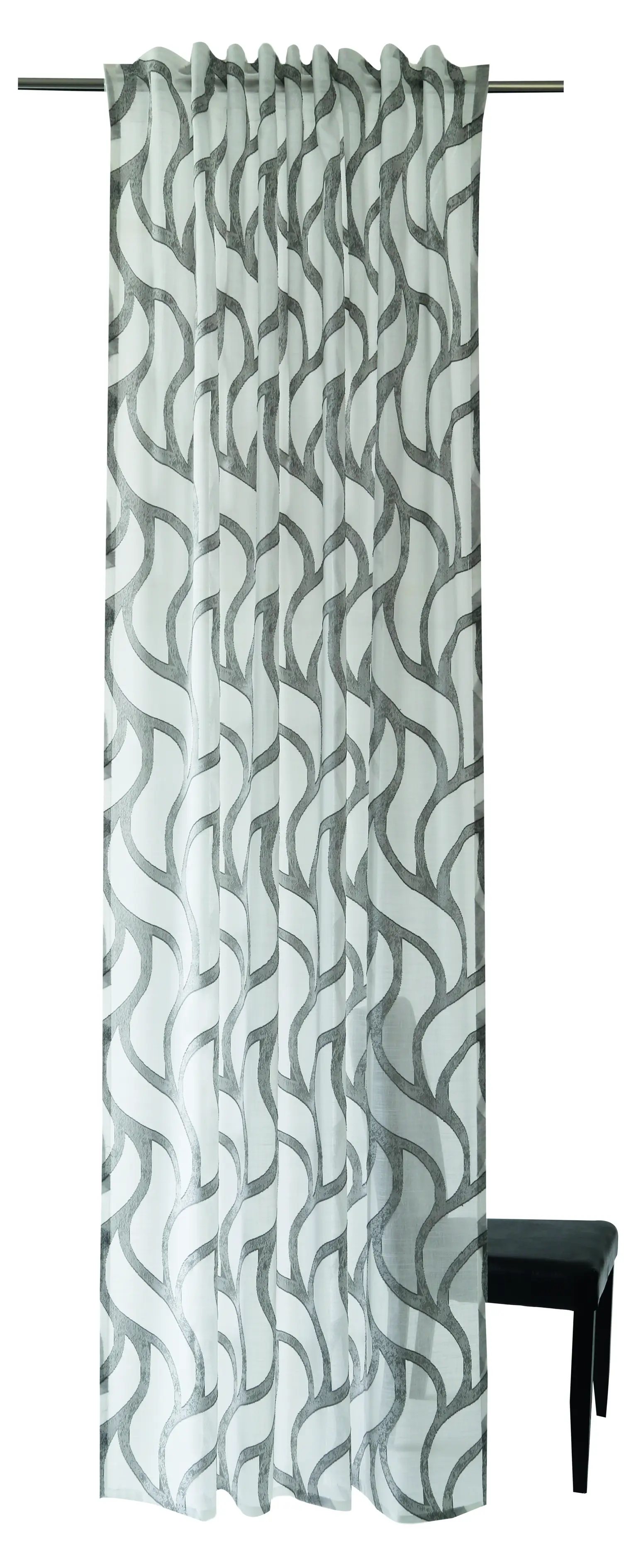 Vorhang grau wei脽 gewellt Wohnzimmer