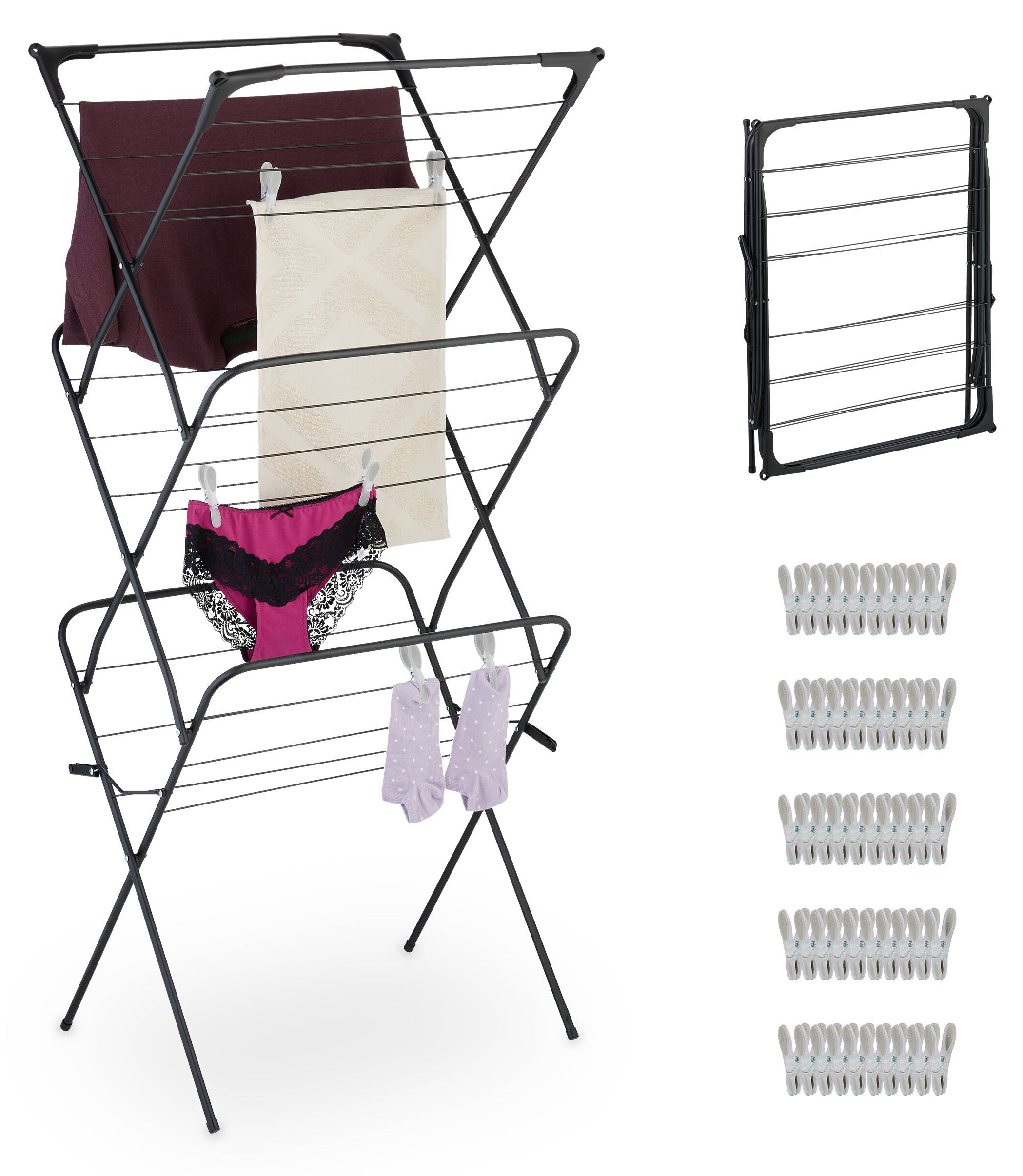 Wäscheständer Klappbar 8 Stangen - Bambus & Metall, 77x79x49cm