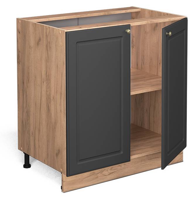 Vicco Meuble cuisine Fame-Line, Noir rayé, 50cm , PT Chêne
