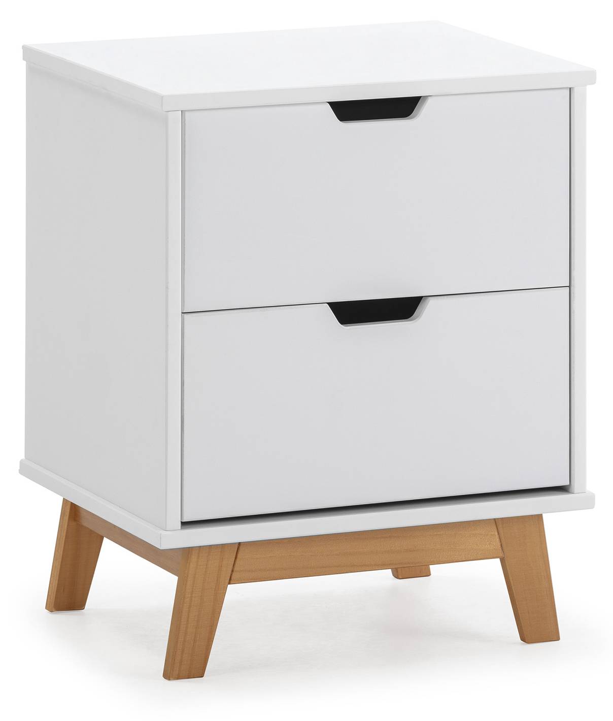 Simpli Home Amherst Nachttisch Aus Massivholz, Weiß – Mit 2 Schubladen & Offenem Regal, 61 Cm Breit