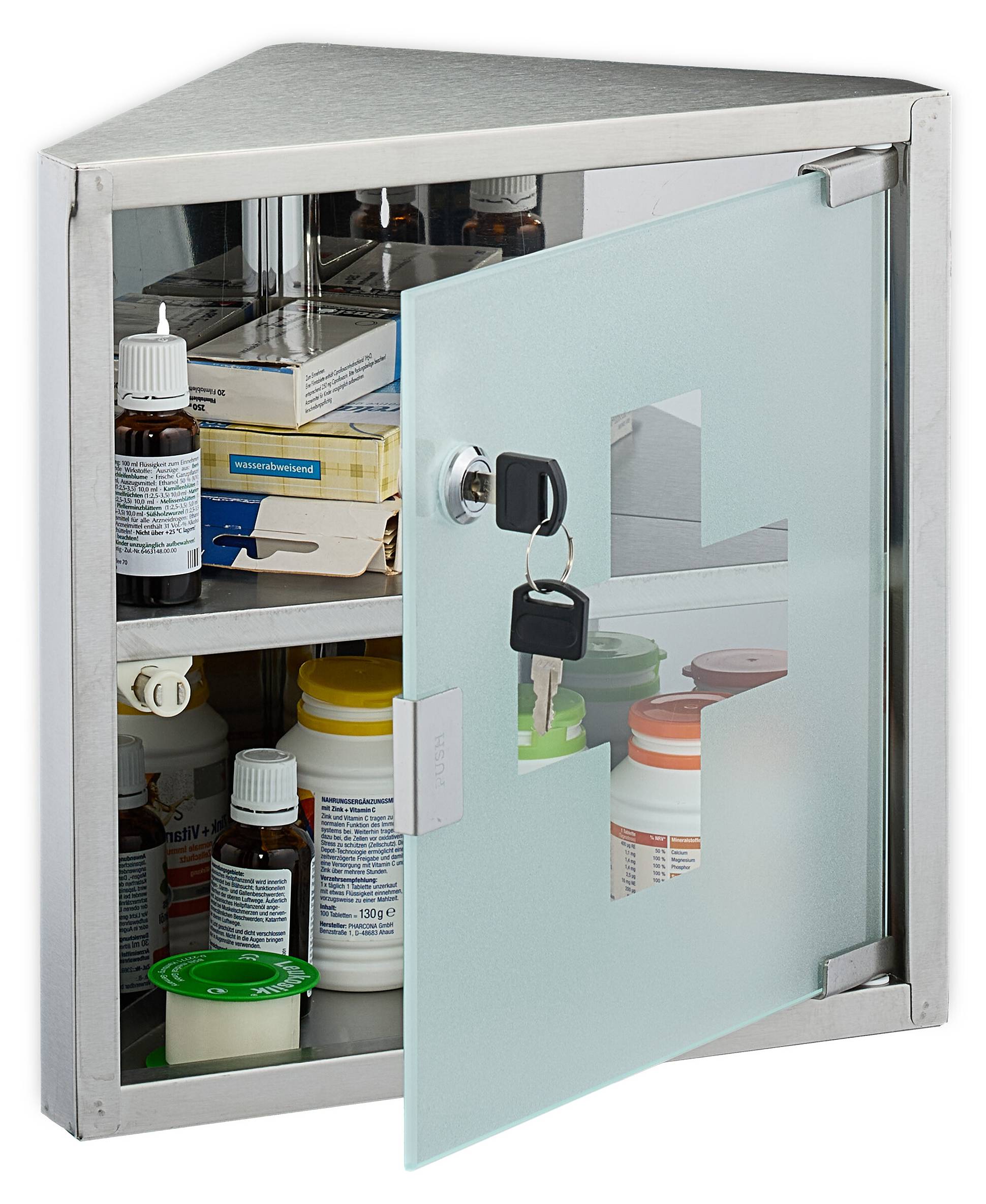 Head West Medizinschrank Mit Spiegel – Wandmontage, Schwarz, Mit Glasablagen, 40,6 X 66 Cm