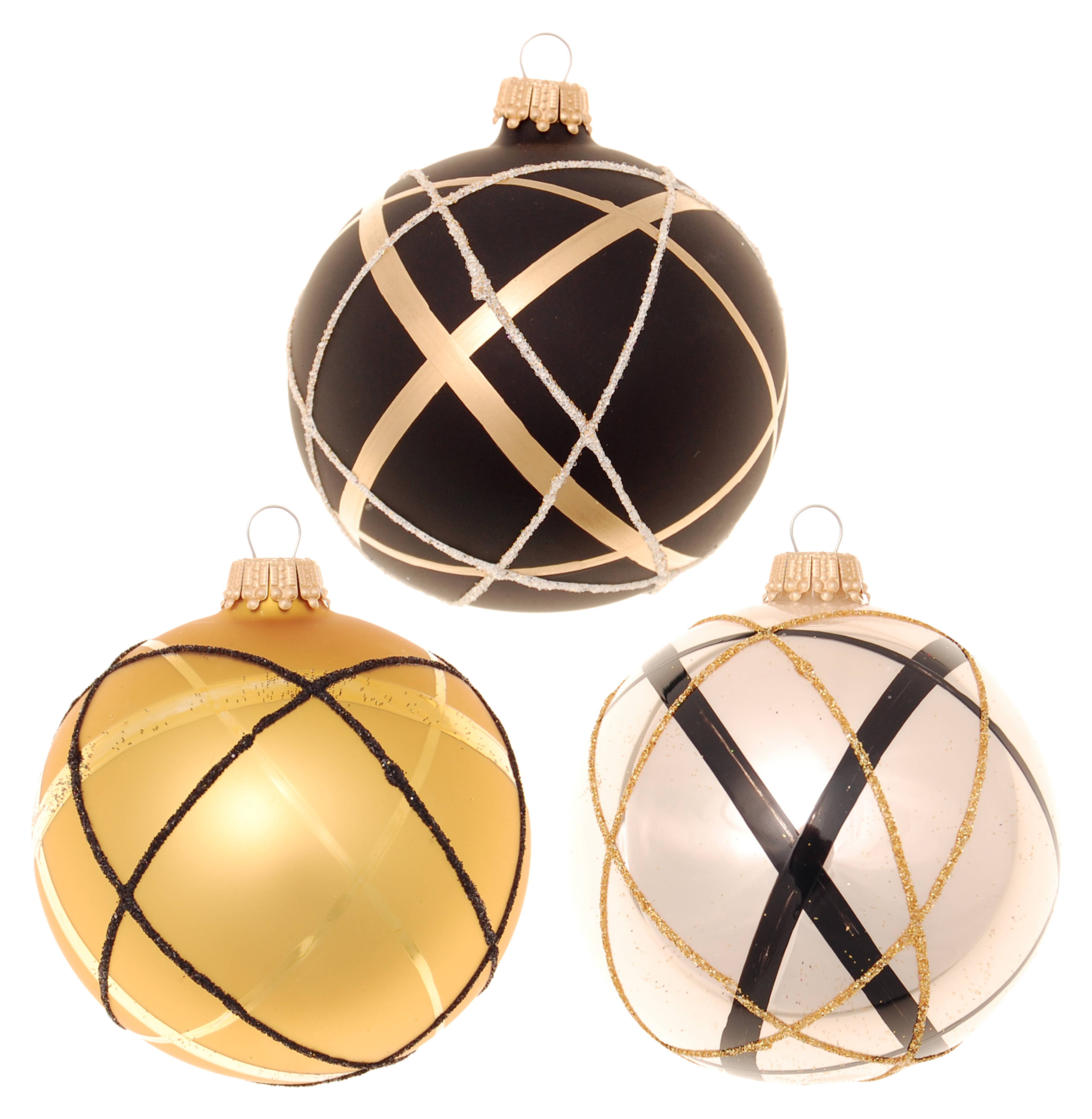 Elfenbein/Schwarz/Gold 8cm Glaskugel kaufen | home24 | Weihnachtskugeln