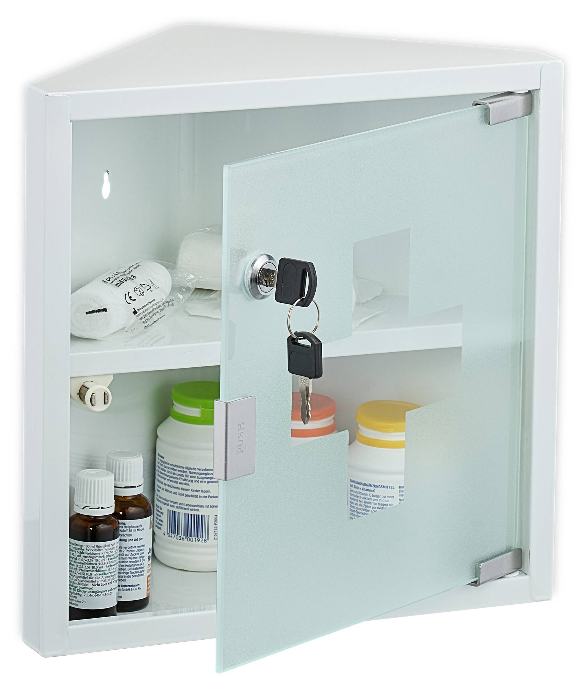 Head West Medizinschrank Mit Spiegel – Wandmontage, Schwarz, Mit Glasablagen, 40,6 X 66 Cm