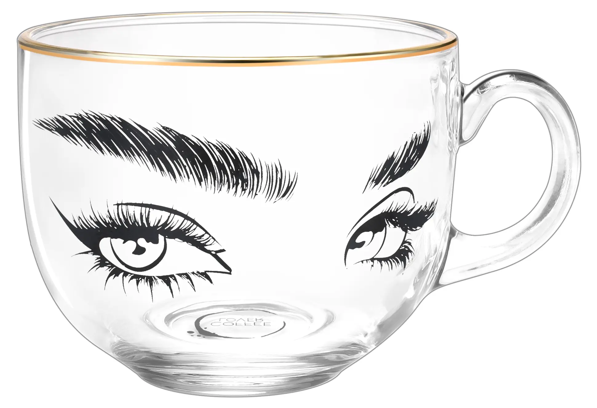 Beauty Eyes Augen Goldrand Glastasse