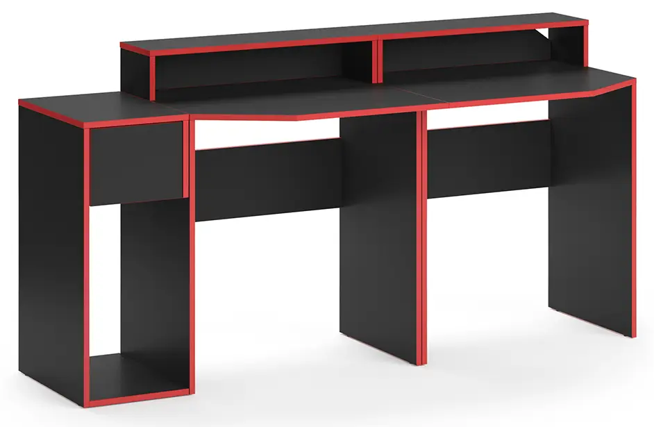 Computertisch 鈥濳ron鈥? Schwarz/Rot Set 8 | Gaming-Tische