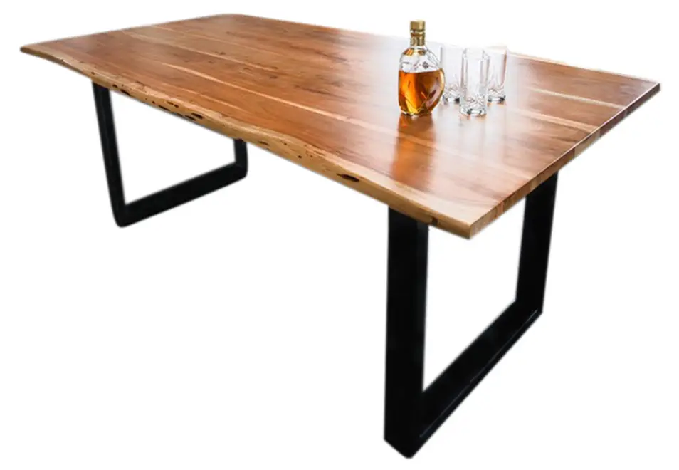 Tisch LORE Baumkante Fu脽 schwarz