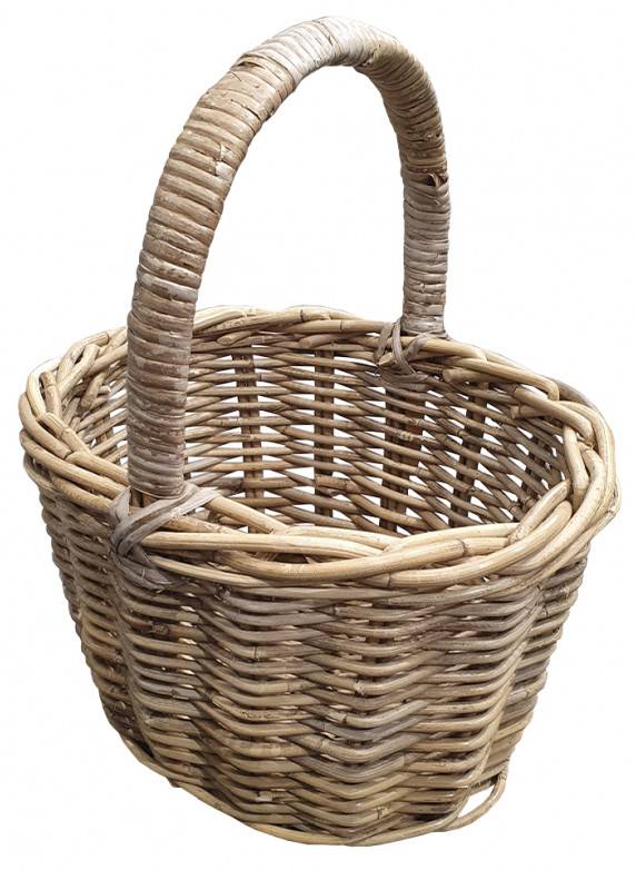 Panier rond osier avec clearance anse cuir