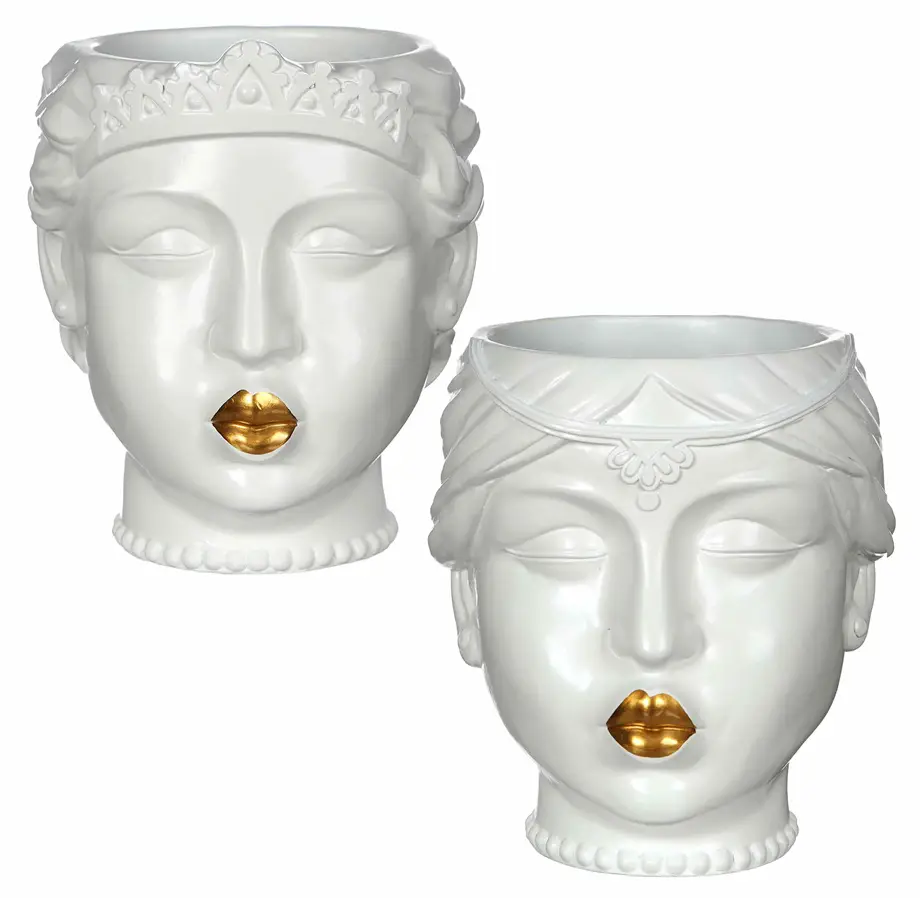 Topf Queen wei脽 mit  gold Lippen | Blumentöpfe & Pflanzkübel