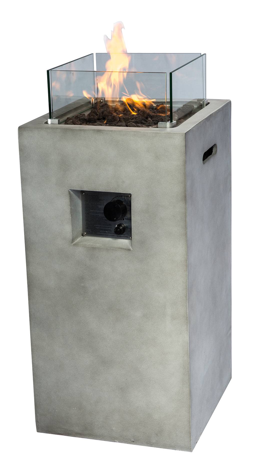 Braséro De Jardin Teamson En Ciment Gris - 53 Cm, Avec Grille BBQ, Couvercle, Tisonnier - Chauffage Extérieur Et Barbecue