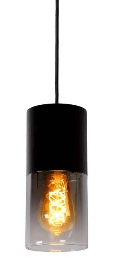 LUCIDE ZINO Pendelleuchte – Ø 10 Cm, 1x E27 Fassung, Rauchfarben Grau, Höhenverstellbar
