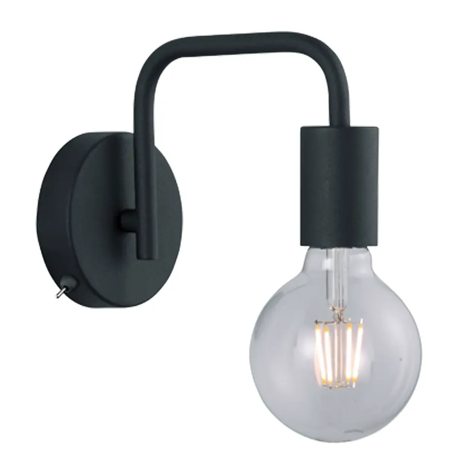 Wandlampe mit Schalter Schwarz Metall