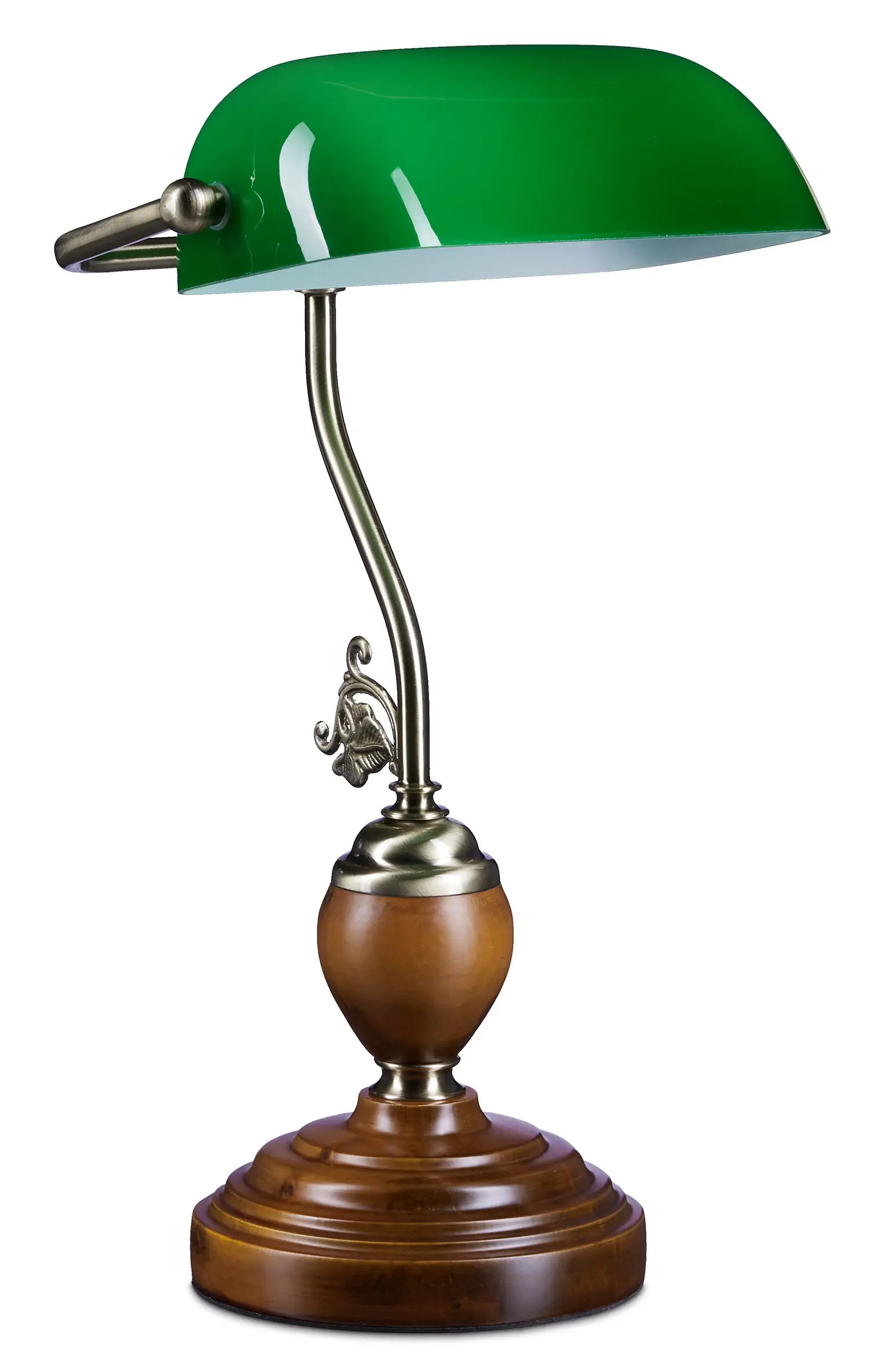 Bankerlampe JONES mit Holzfu脽 | Tischlampen