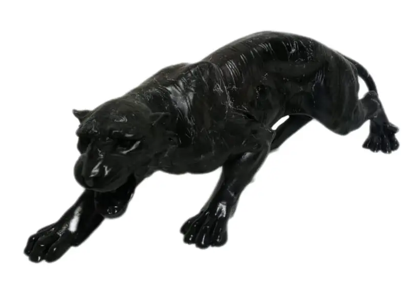 Skulptur Panter Schwarz Marmoroptik