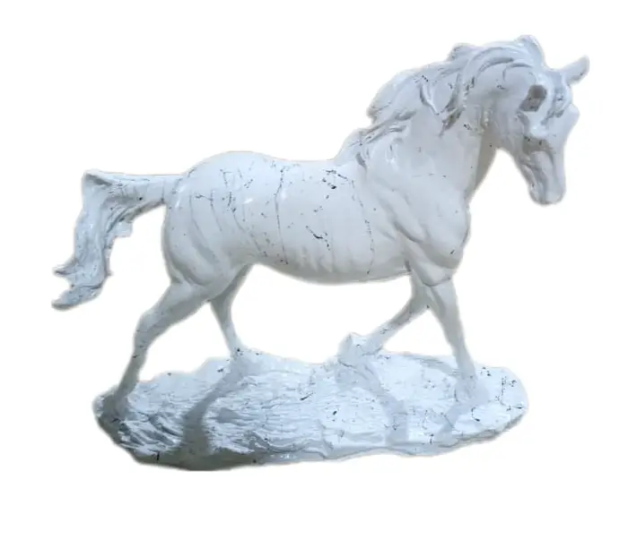 Wei脽 Marmoroptik Skulptur Pferd