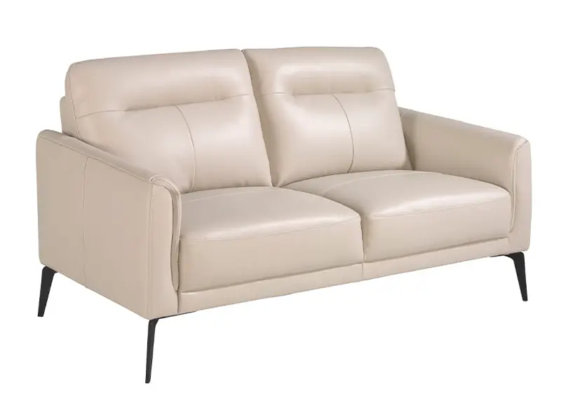 2-Sitzer-Sofa aus grauem Leder und Stahl | Einzelsofas