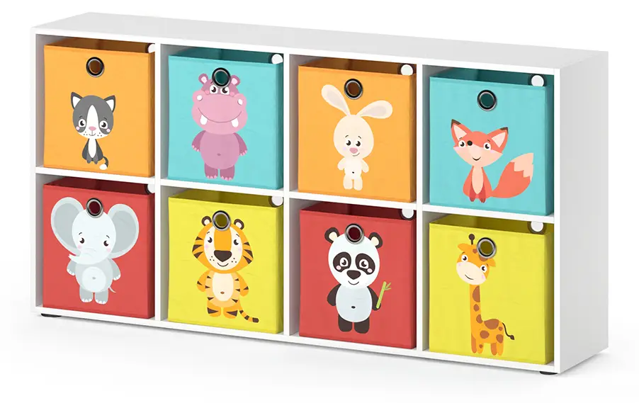 Raumteiler 鈥濻cutum鈥? Wei脽 mit 8 Faltboxen | Kinder-Bücherregale