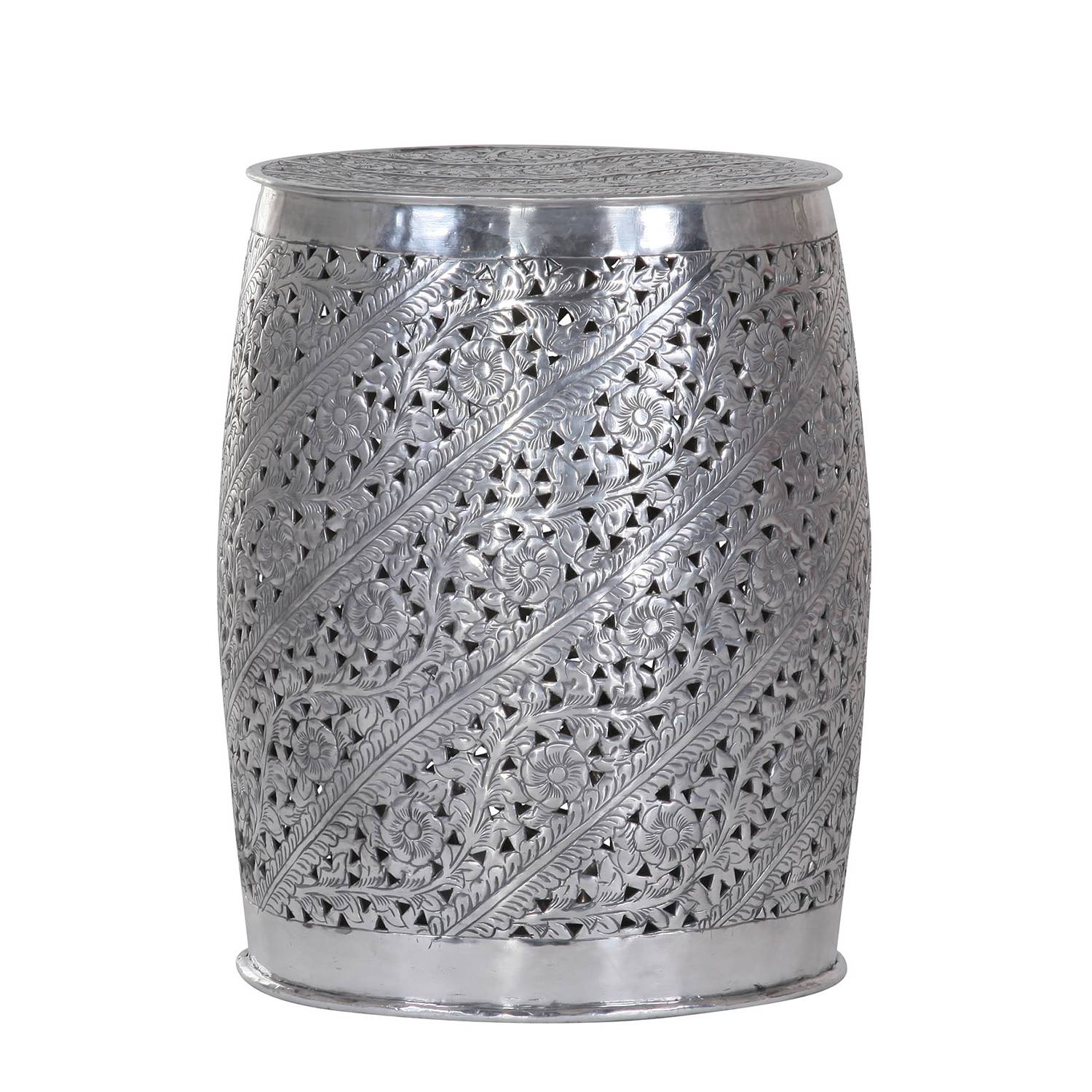 home24 ars manufacti Beistelltisch Beauvoir Aluminium Silber Rund Boho 43x52x43 cm (BxHxT)