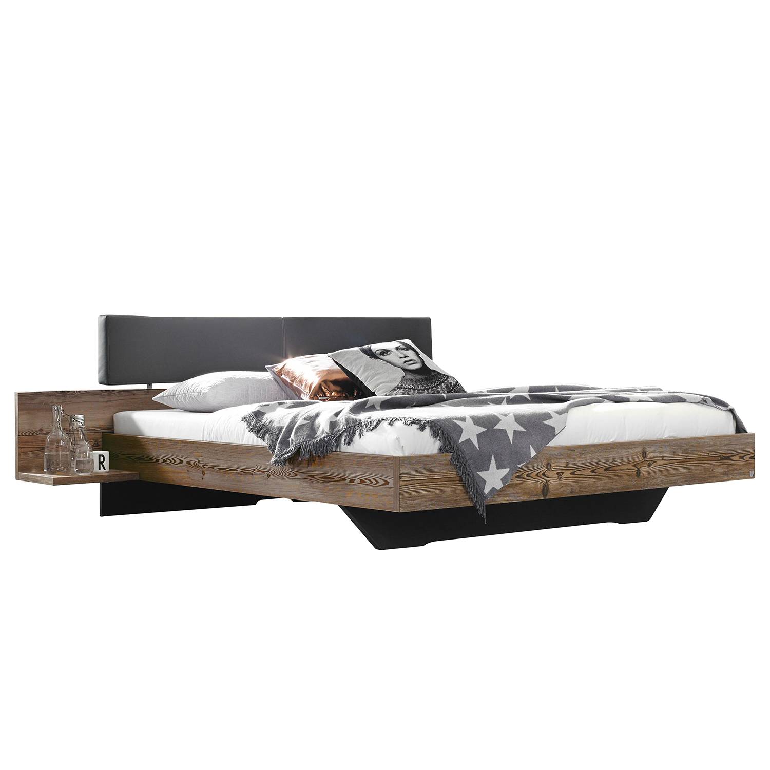 goedkoop Bed Montreal natuurlijke larikshouten look grafietkleurig 140 x 200cm Rauch Select