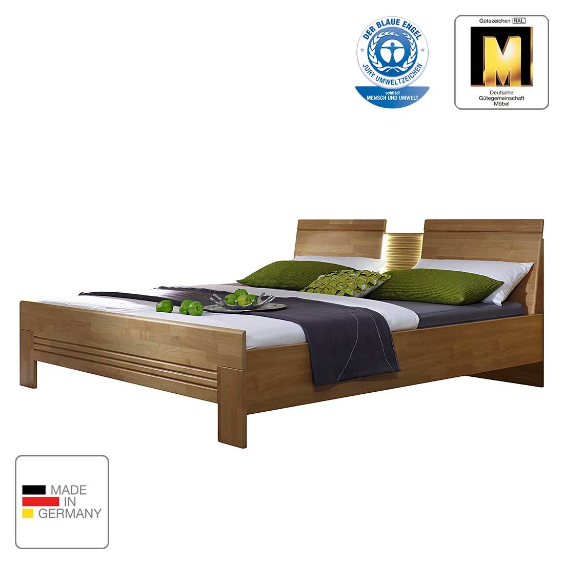 goedkoop energie A+ Bed Savina 200 x 200cm Wild eikenhout Met verlichting Rauch Steffen
