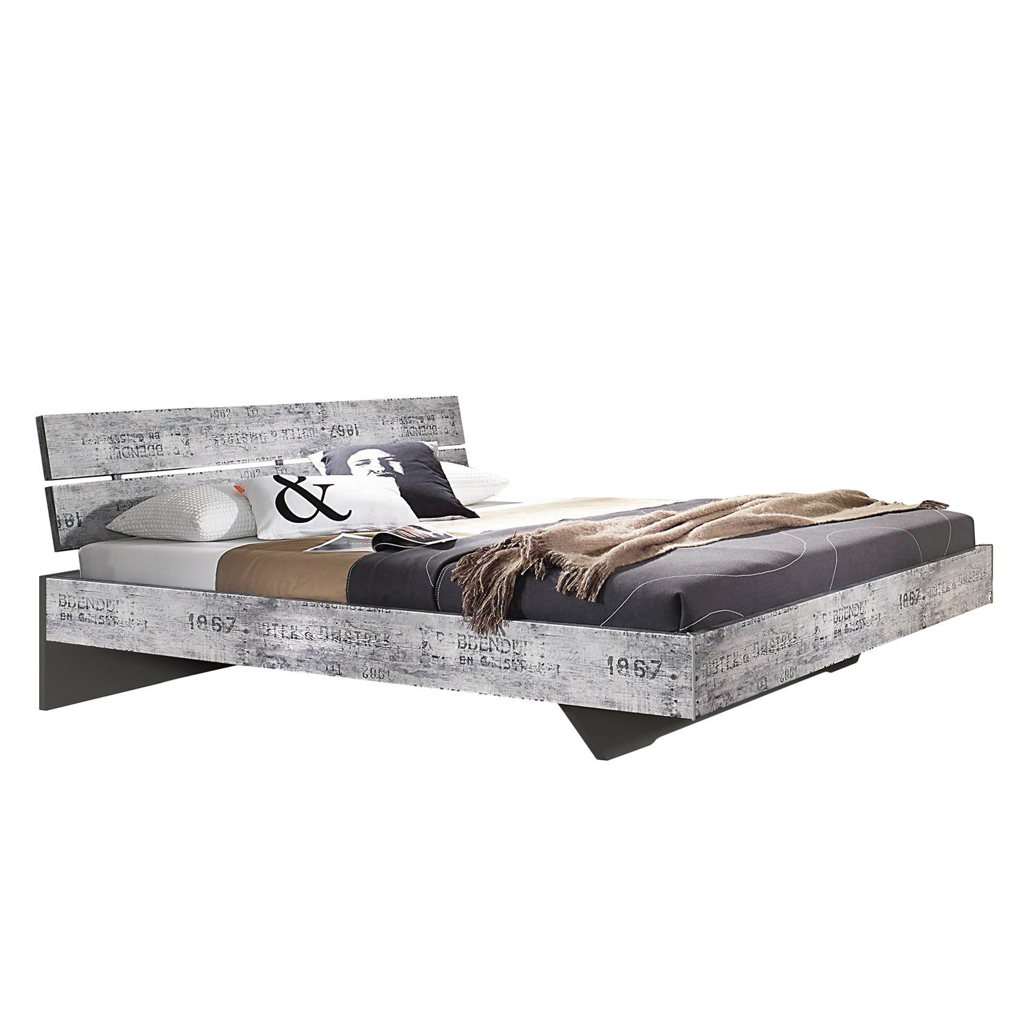 goedkoop Bed Sumatra 160 x 200cm Vintage Grijs Donkergrijs Rauch Select