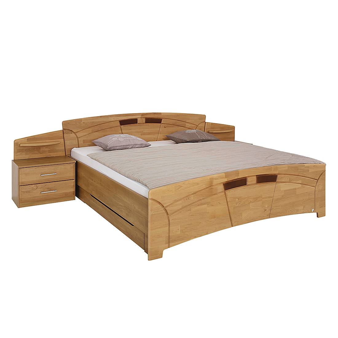 goedkoop Bed met nachtkastjes Sarah III gelakt deels massief elzenhout ligoppervlak: 200x200cm Rauch Steffen