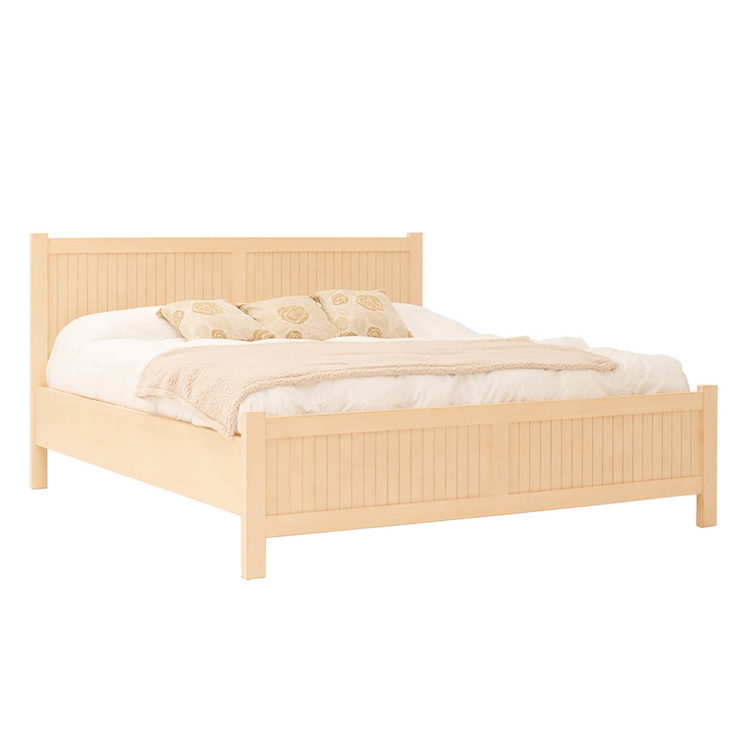 home24 Ridgevalley Bettgestell Nayok Massivholz Pinie/MDF Hellbeige