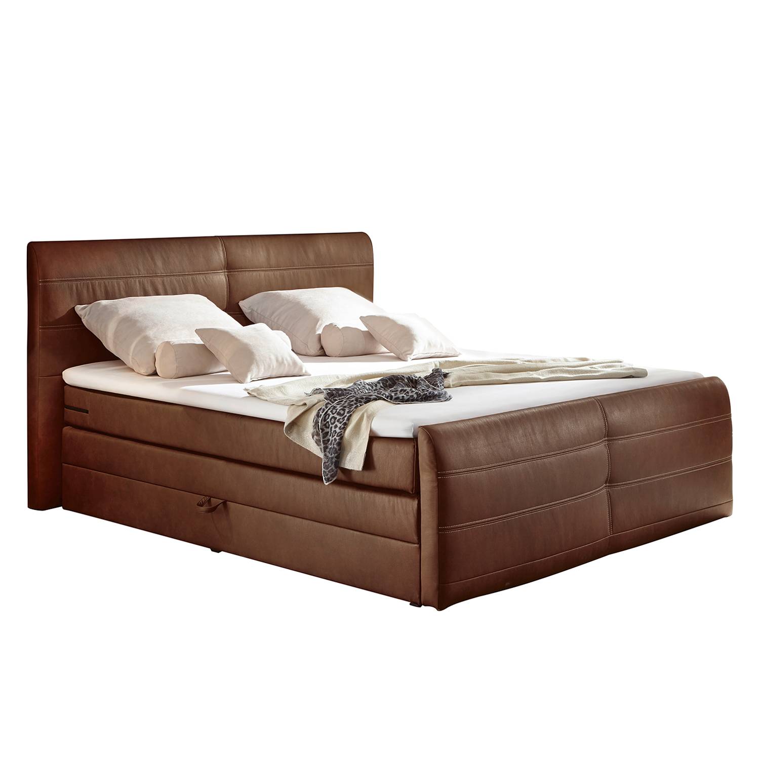 goedkoop Boxspring navan met opbergruimte kunstleer vintage cognac loftscape