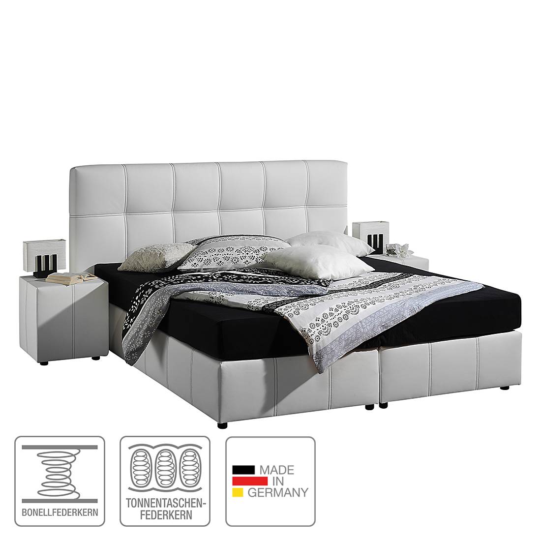 goedkoop Boxspring Annabel 100 x 200cm H3 vanaf 80kg Ton pocketveringmatras Wit Monaco