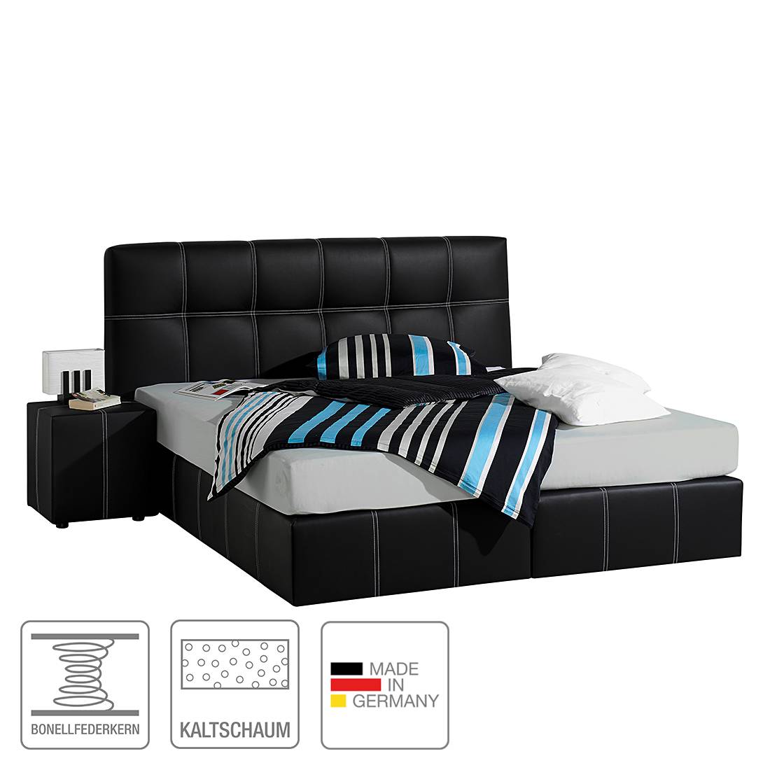 goedkoop Boxspring Annabel 140 x 200cm H3 vanaf 80kg Koudschuimmatras Zwart Monaco
