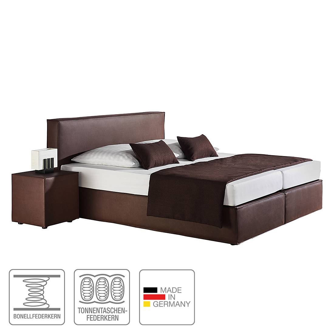 goedkoop Boxspring Cyra 160 x 200cm H2 tot 80kg Ton pocketveringmatras Bruin Monaco