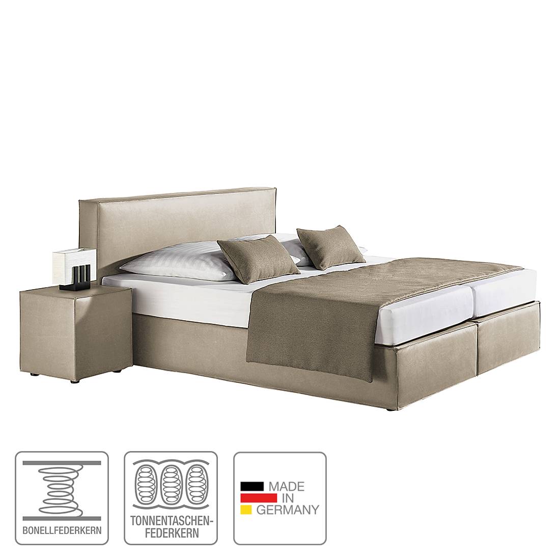 goedkoop Boxspring Cyra 160 x 200cm H3 vanaf 80kg Ton pocketveringmatras Granietkleurig Monaco