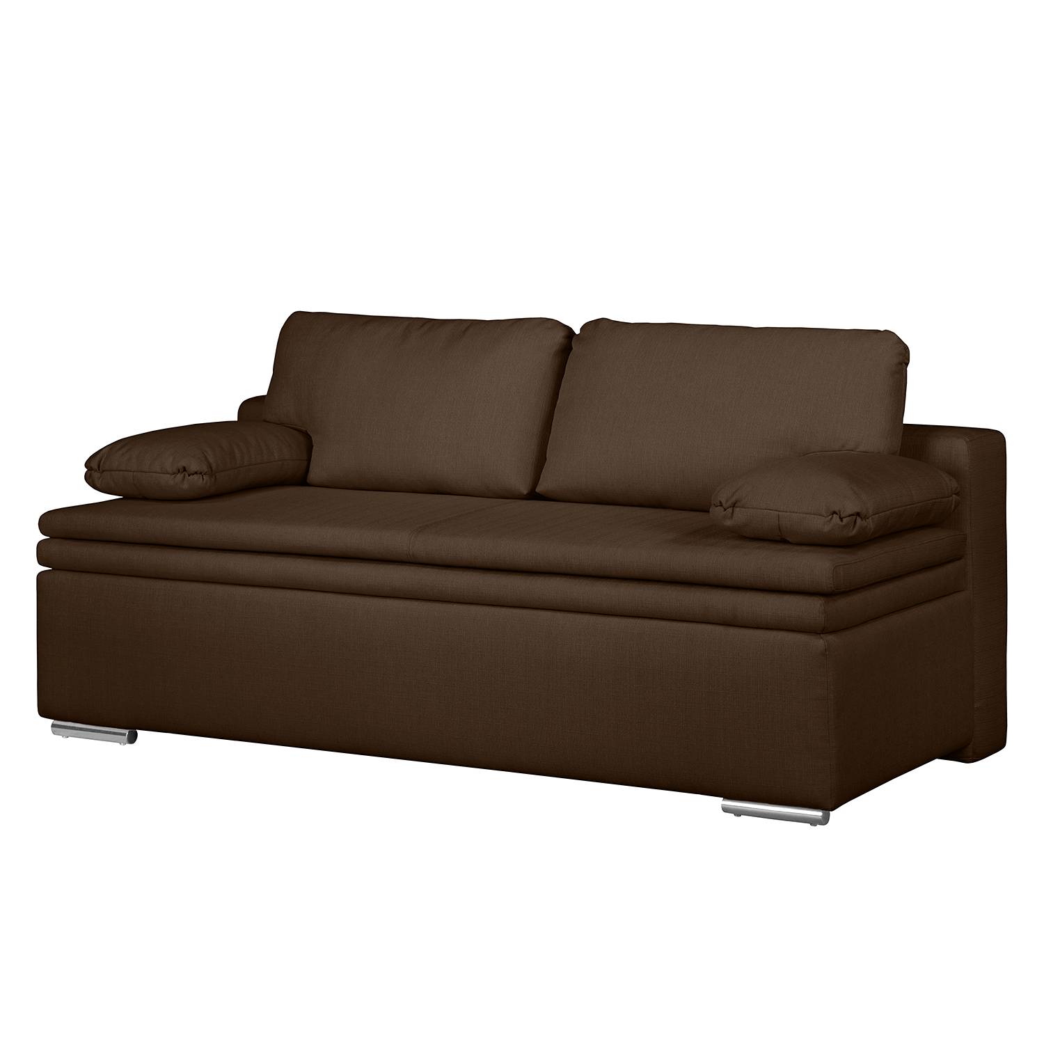 home24 Fredriks Boxspring-Schlafsofa Goodlow Braun Strukturstoff 205x76x100 cm mit Schlaffunktion