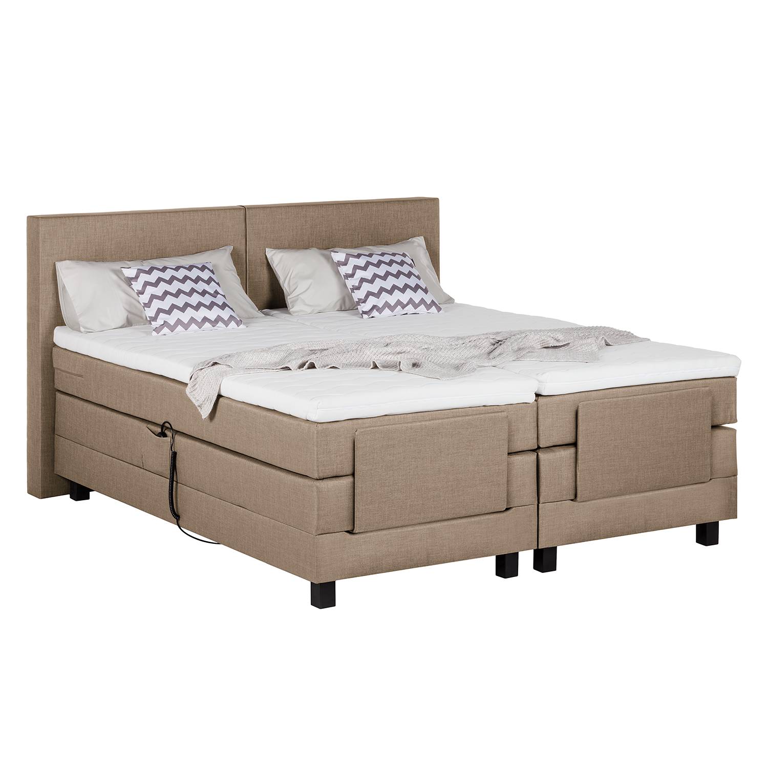 goedkoop Boxspring Brilliant Night motorisch verstelbaar 160 x 200cm H3 vanaf 80kg Gemêleerd beige Grand Selection