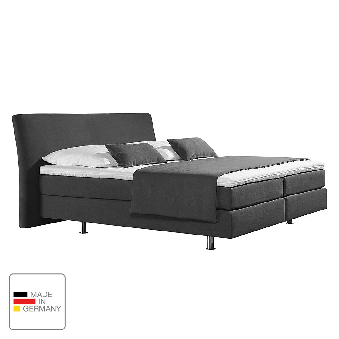 goedkoop Boxspring Cadis geweven stof 160 x 200cm H2 tot 80kg Bonell binnenveringmatras Antraciet Monaco