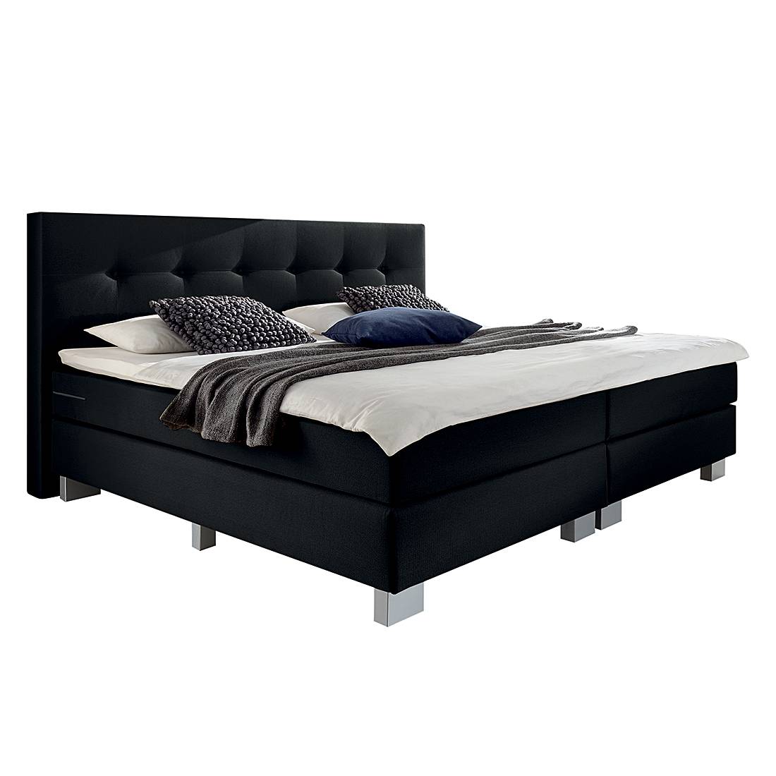 goedkoop Boxspring Deluxe Night 180x200cm bruin textiel 140 x 200cm H2 tot 80kg Zwart Grand Selection
