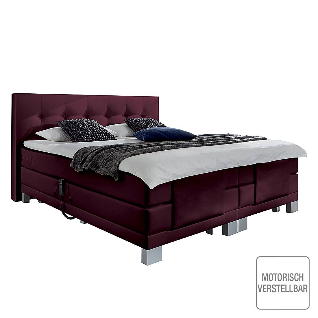 goedkoop Boxspring Diamond Night écru textile met motor 200 x 200cm H3 vanaf 80kg Braamkleurig Grand Selection