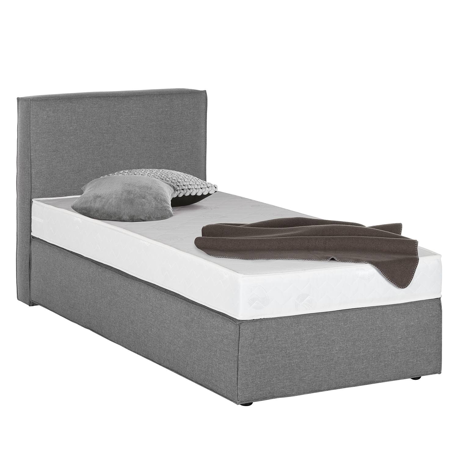 goedkoop Boxspring Cyra I geweven stof 100 x 200cm H2 tot 80kg Koudschuimmatras Grijs Monaco