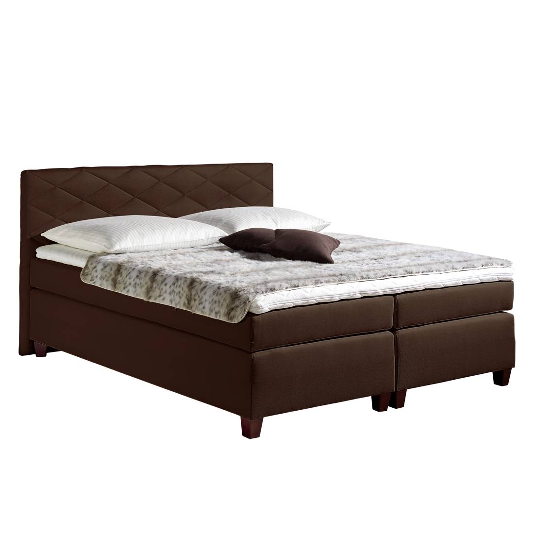 goedkoop Boxspring Harmony 180 x 200cm H3 vanaf 80kg Koudschuim topper Bonell binnenveringmatras Bruin Monaco