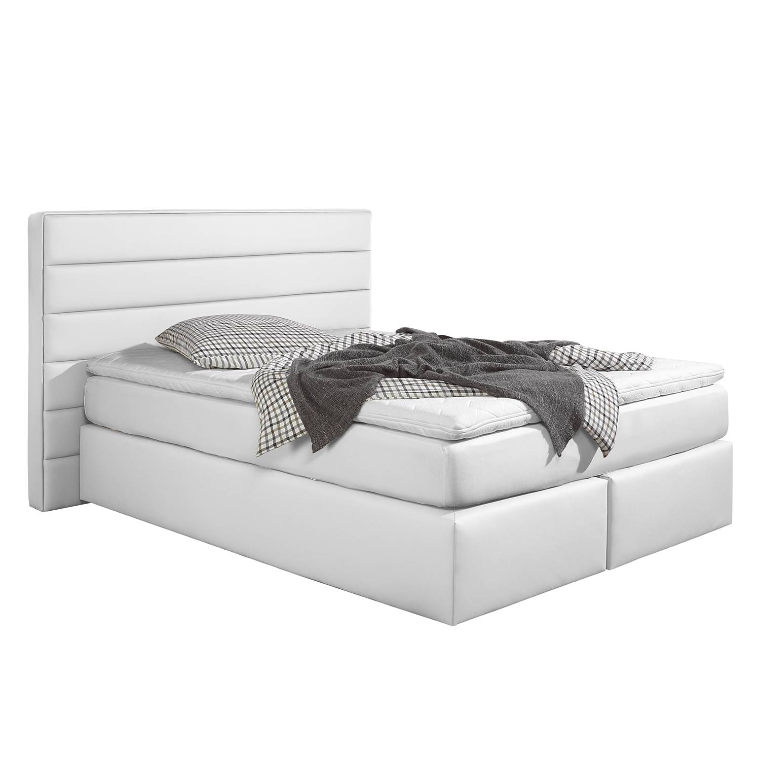 goedkoop Boxspring Ingebo kunstleer 140 x 200cm H3 vanaf 80kg Ton pocketveringmatras Wit Monaco