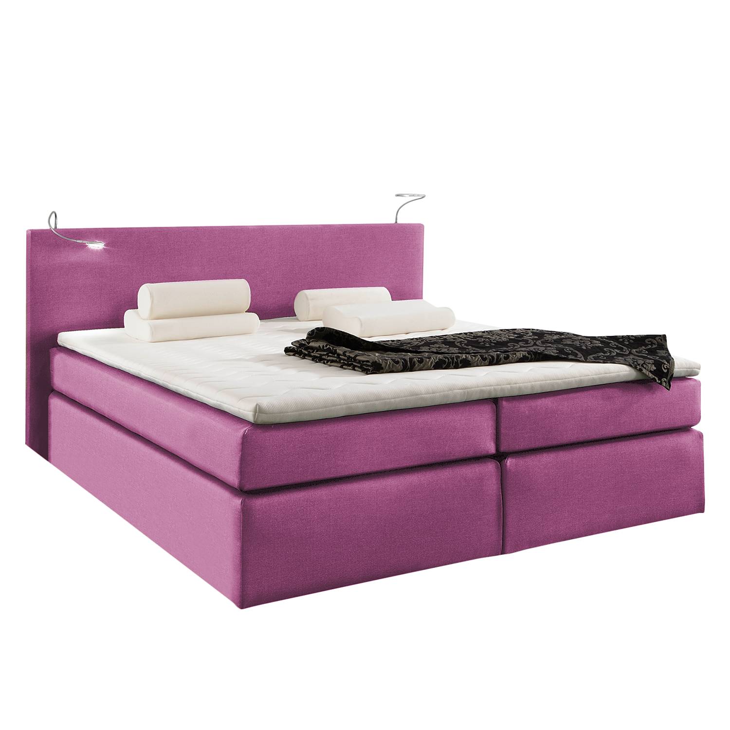 goedkoop Boxspring Japura inclusief topper geweven stof 160 x 200cm Fuchsia Fredriks