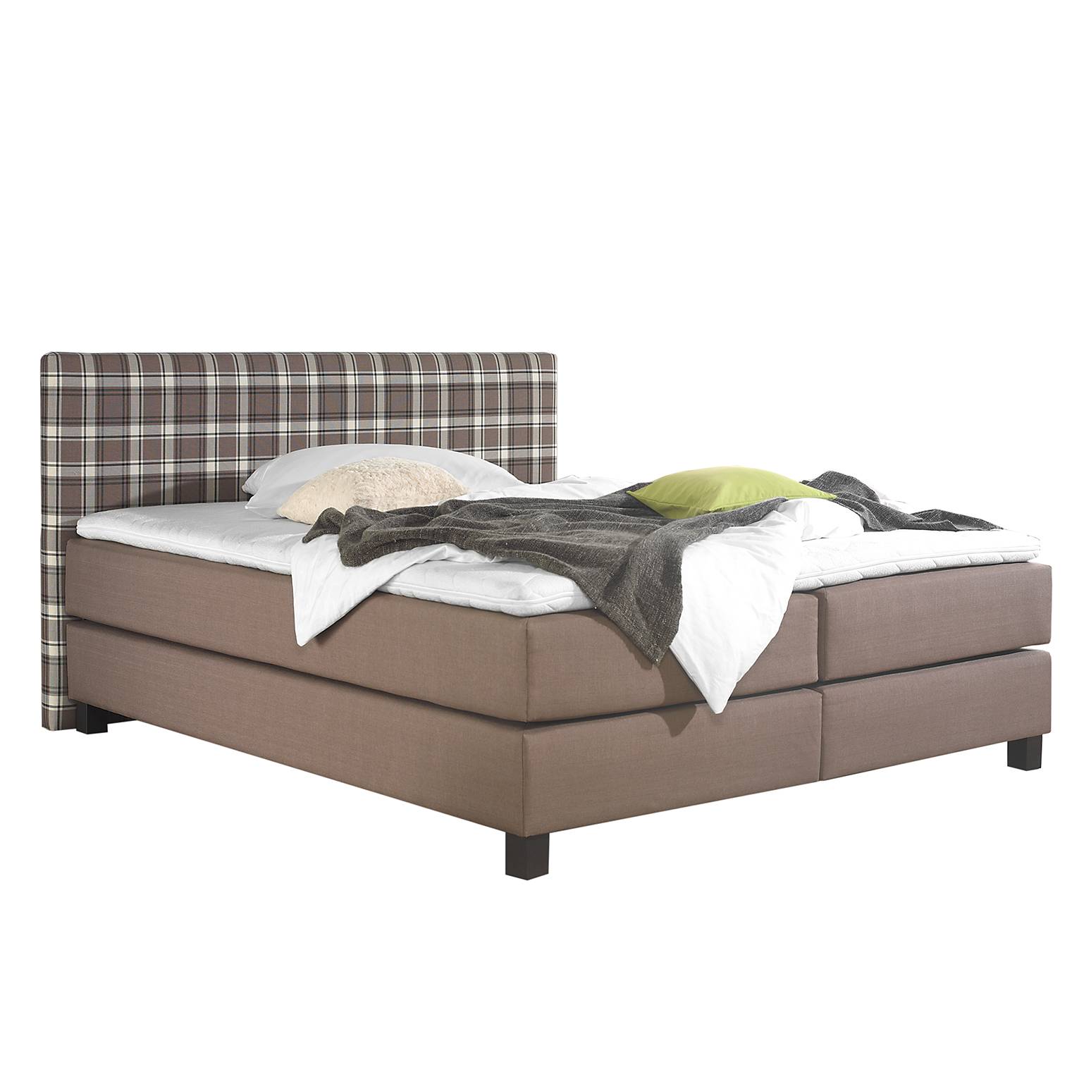goedkoop Boxspring Jelling structuurstof 180 x 200cm H3 vanaf 80kg Bonell binnenveringmatras Taupe Monaco